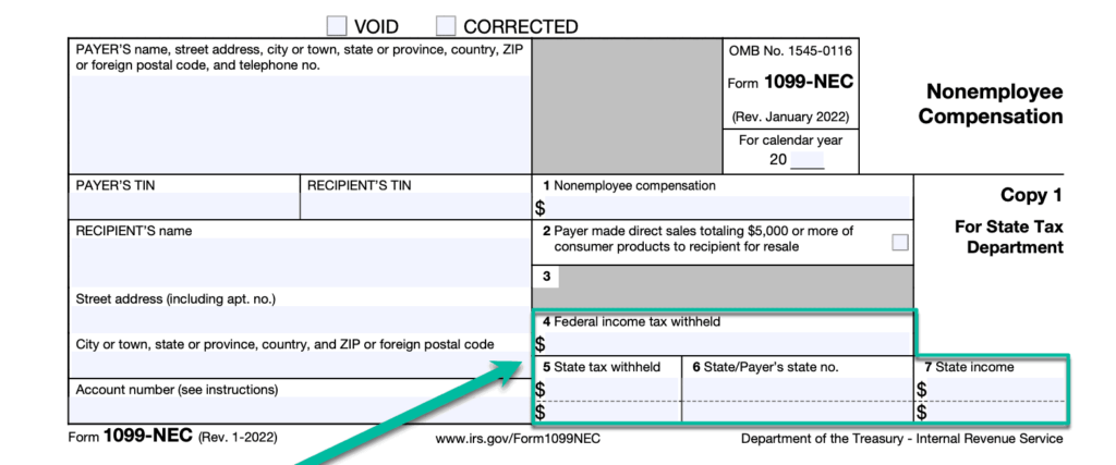 1099-NEC Boxes 4 to 7