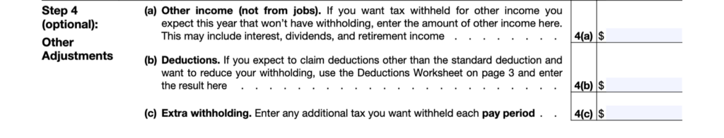 Form W-4 (optional): Other Adjustments